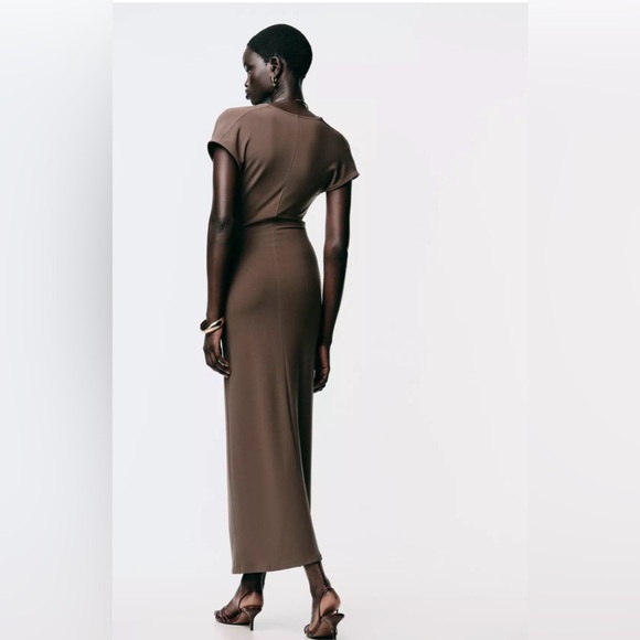 NWT Zara Elegant Brown  Dress - Picture 5 of 10